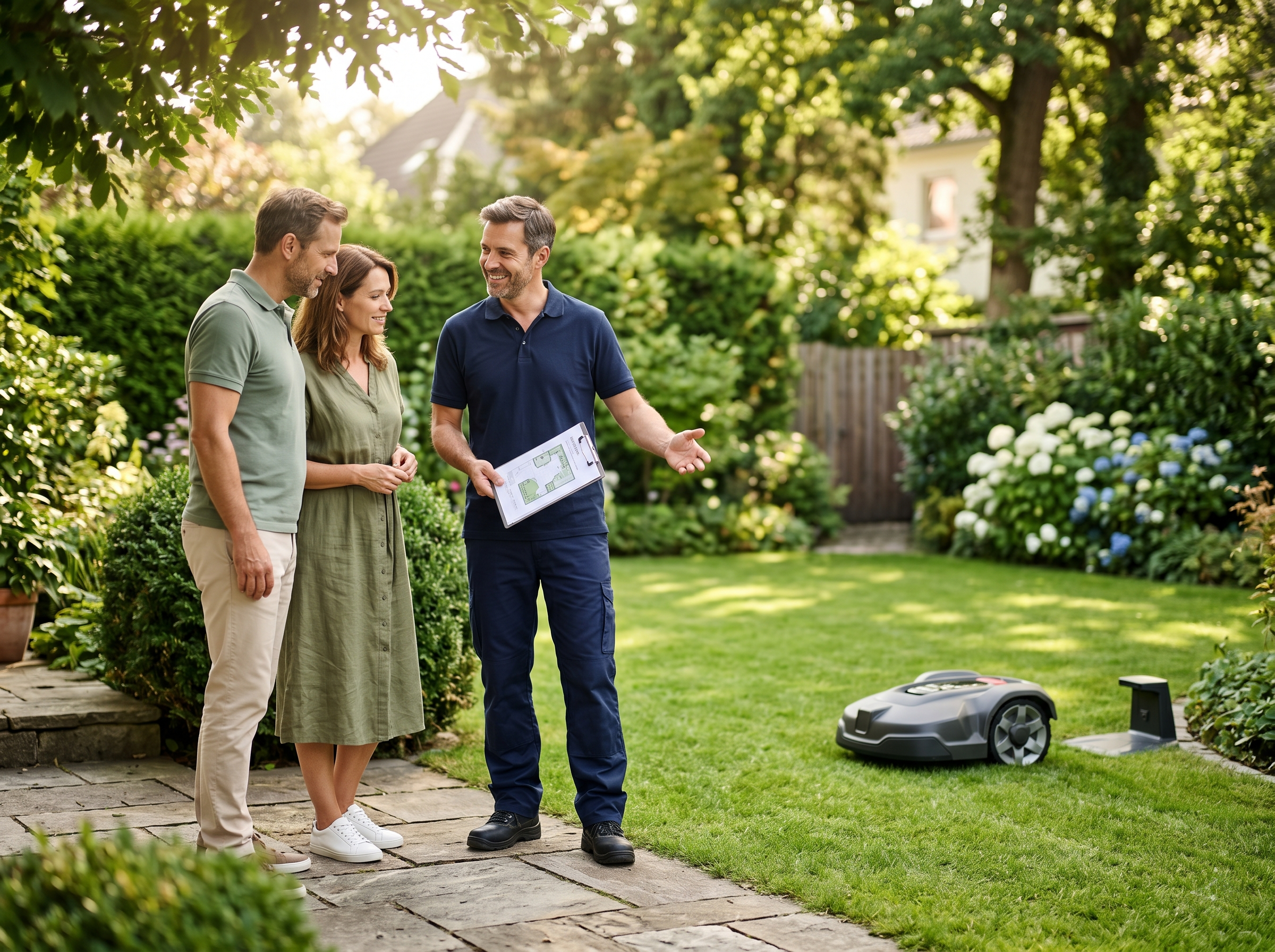 Mister Robot bei der Gartenbesichtigung vor Ort